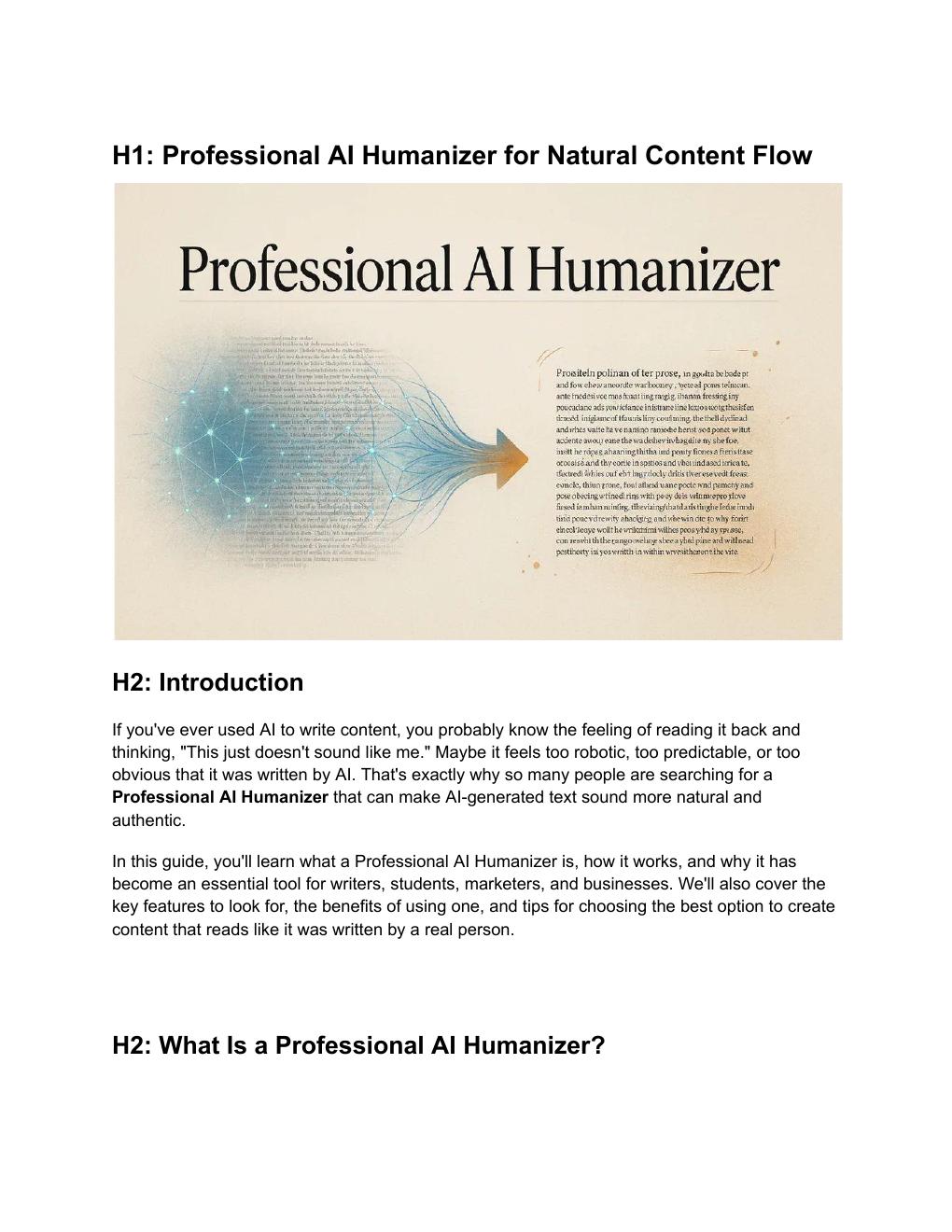 Professional AI Humanizer for Natural Content Flow