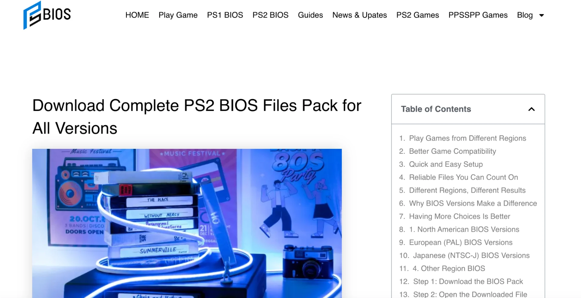 Ranked article — “Download Complete PS2 BIOS Files Pack for All Versions”