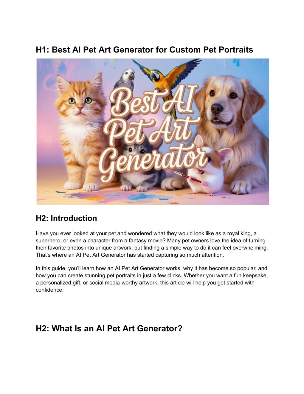 Best AI Pet Art Generator for Custom Pet Portraits