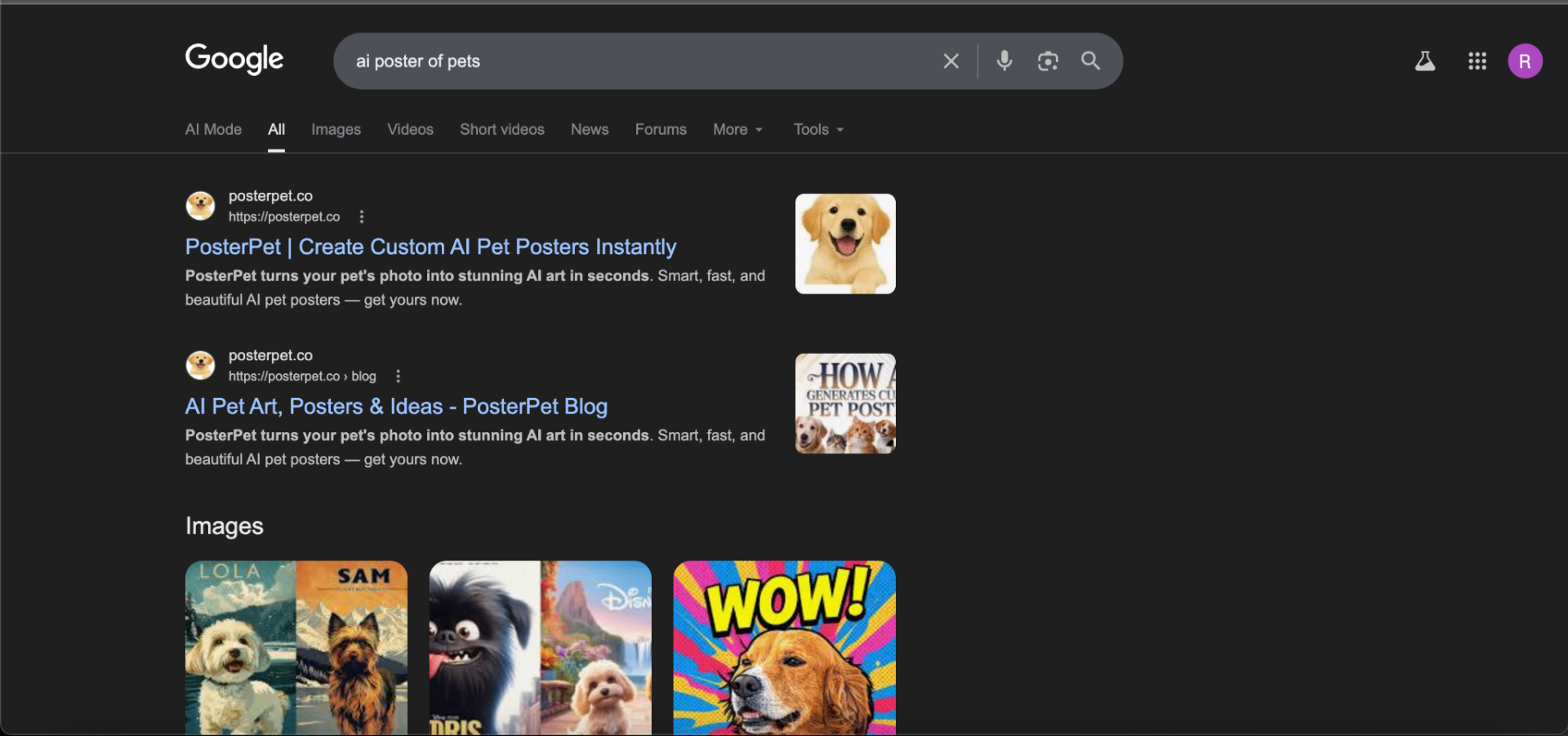 PosterPet ranking for “ai poster of pets”